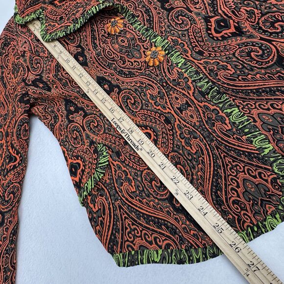 An Ren NY Womens Jacket M Paisley Jacquard Flower Artsy Old Money Uptown Chic - Picture 15 of 16